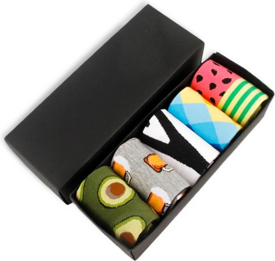 Zwarte Giftbox - Hippe Sokken - 5 Paar Sokken - Vrolijke Gekleurde Heren  Sokken -... | bol