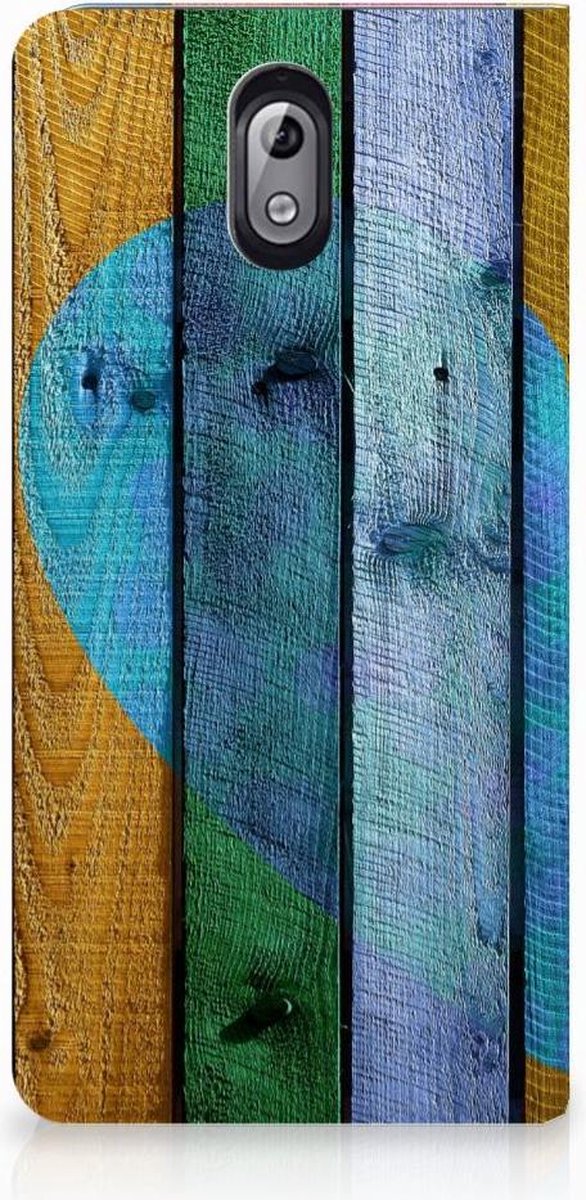 Nokia 3.1 (2018) Book Wallet Case Wood Heart - Cadeau voor je Vriend