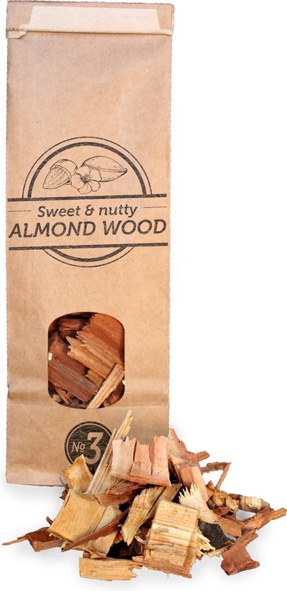 Smokey Olive Wood- Houtsnippers - Amandelhout - 500ml - Chips grote maat ø 2cm-3cm - Smokey Olive Wood