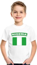 T-shirt met Nigeriaanse vlag wit kinderen S (122-128)