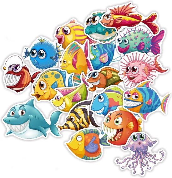 Random Sticker mix met kleurrijke zeedieren zoals vissen, kwal, haai - Voor douche,... | bol.com