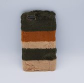 zacht pluizig – Konijnenbont Gemengde Kleuren – bruin – case Geschikt voor iPhone 6 plus