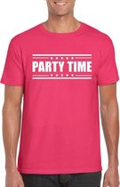 Party time t-shirt fuchsia roze heren M