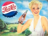 Retro muurplaatje Pepsi Cola met dame 30 x 40 cm