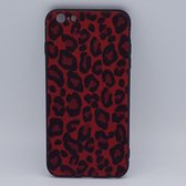 Geschikt voor iPhone 6 Plus – hoes, cover – panter look – pluizig -rood