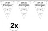 Bruiloft versiering - 2x stuks Vlaggenlijnen Bruiloft / Bruidspaar / Huwelijk /Trouwen