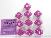 Chessex Opaque Lichtpaars/wit D10 Dobbelsteenset (10 stuks)