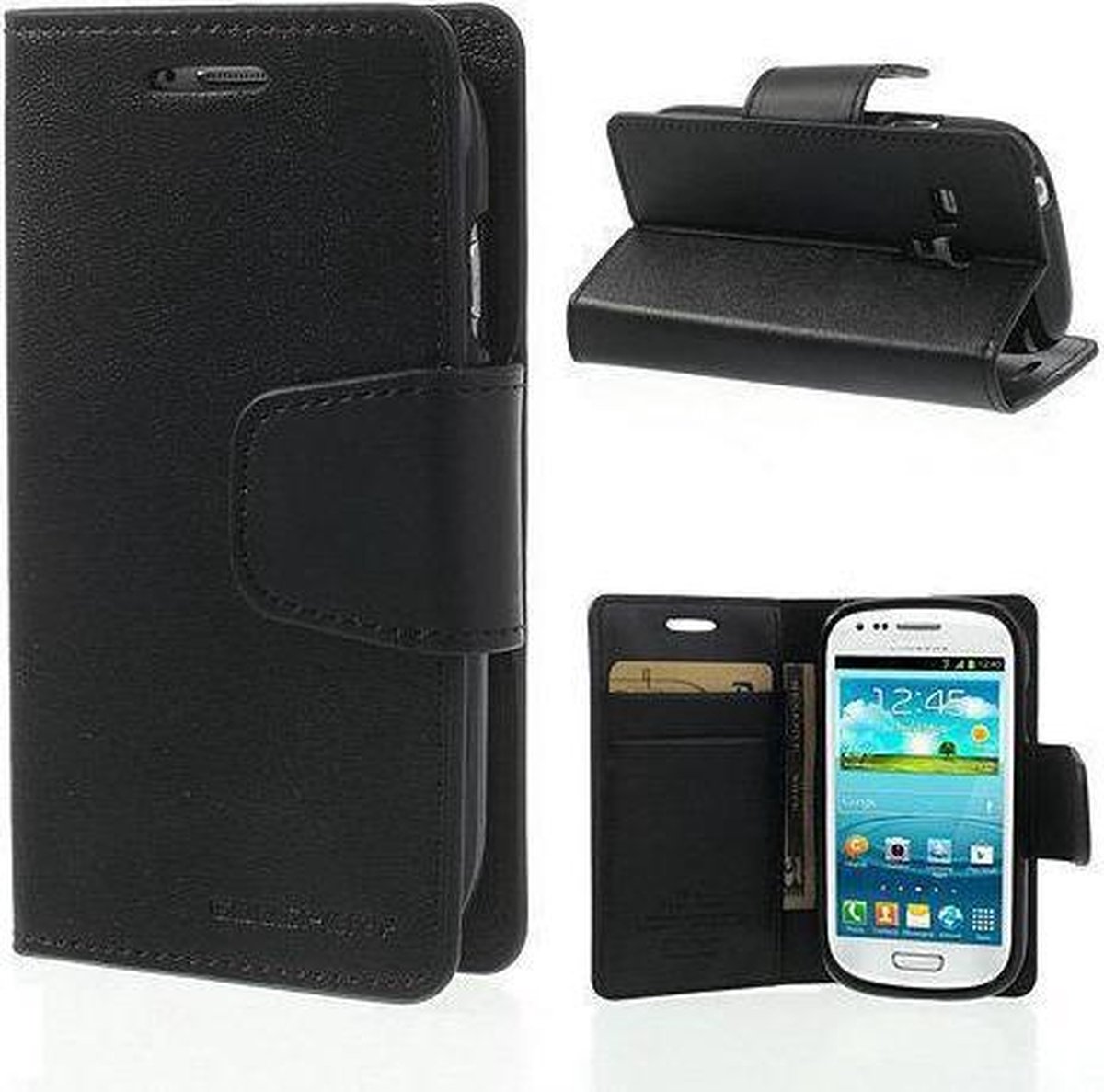 Goospery Sonata Leather case hoesje Geschikt voor: Samsung Galaxy S3 Mini i8190 Zwart