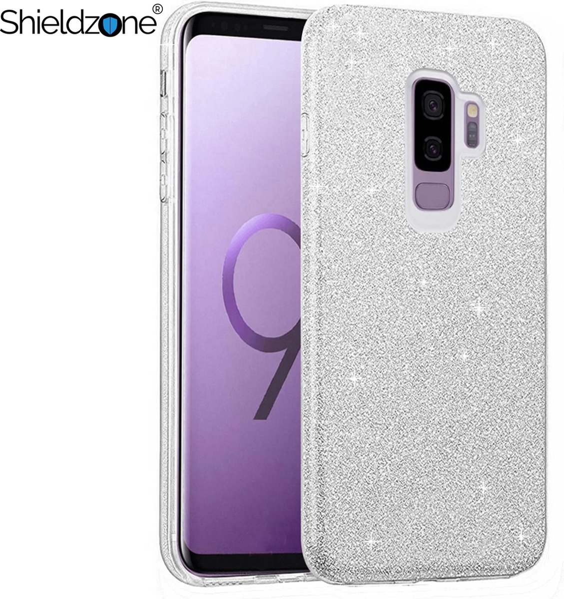 Shieldzone - Glitters achterkant hoesje voor Samsung Galaxy S9+ (Plus) - Zilver