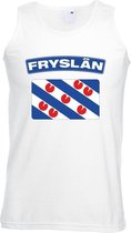 Singlet shirt/ tanktop Friese vlag wit heren S