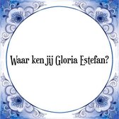 Tegeltje met Spreuk (Tegeltjeswijsheid): Waar ken jij Gloria Estefan? + Kado verpakking & Plakhanger