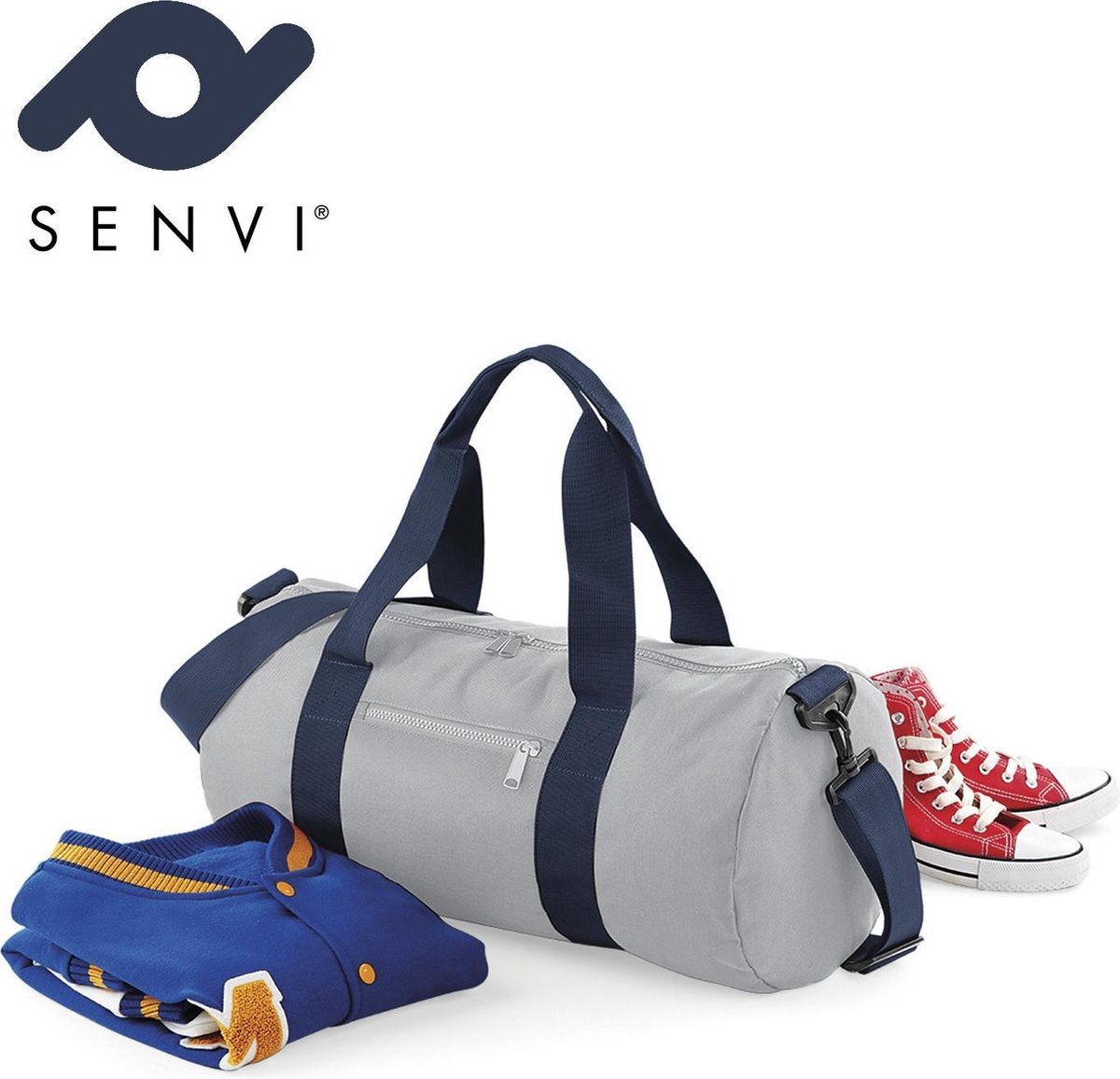 Senvi Retro Schoudertas Weekendtas Grijs - Blauw