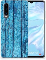 Huawei P30 Uniek TPU Hoesje Wood Blue