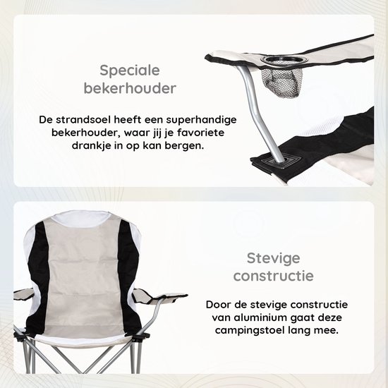 EASTWALL Opvouwbare Kampeerstoel - Visstoel - Multifunctionele vouwstoel - Met bekerhouder - Waterdicht - Klapstoel Inklapbaar - Max 120 kg - Grijs van EASTWALL — afbeelding 4