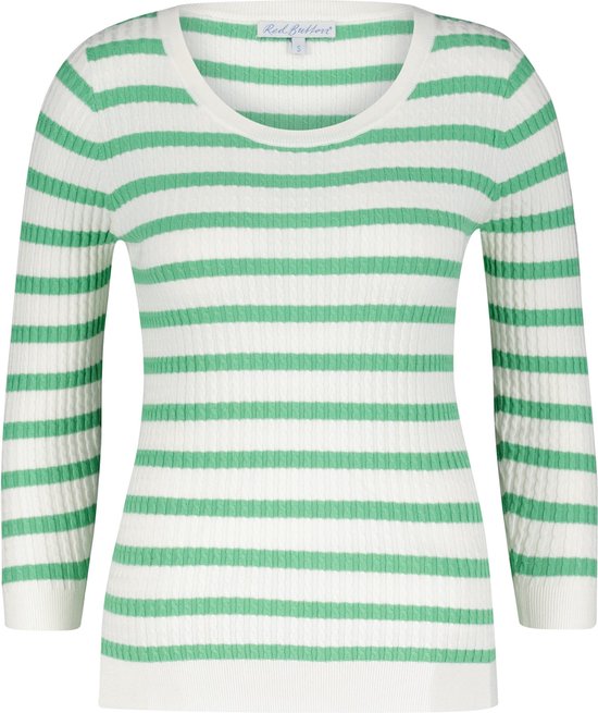 Red Button Trui Cable And Stripe Srb4195 Summer Green Dames Maat - XXL