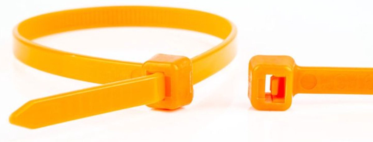 Kabelbinders - 300 x 4,8mm - Trekkracht tot 22,2kg - 100 stuks - Oranje
