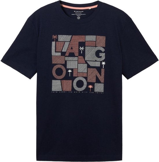 Tom Tailor T-shirt T Shirt Met Print 1041825xx10 10668 Mannen Maat - XL