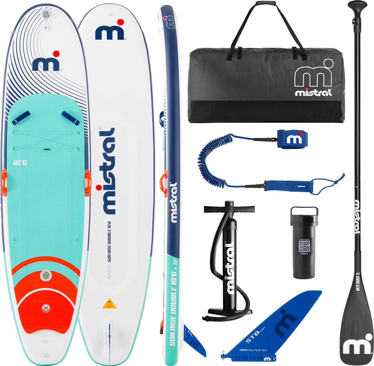Mistral® Sun Rise Double 10'6 | Opblaasbare SUP set | Met twee luchtkamers voor extra veiligheid