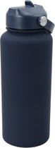 Thermos Drinkfles - Isolerende Waterfles met Draaibare Drinktuit - Houdt Koud Drinken Écht KOUD - Night Blue - Drinkfles voor Volwassenen met Handvat - 1 liter inhoud - Blauw - Donkerblauw