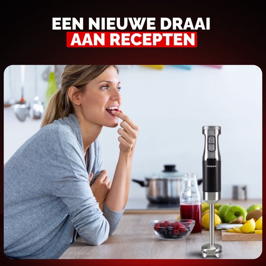 Beper Staafmixer - Handmixer - 600W - Instelbare Snelheden + Turbo Functie - Zilver/Zwart van Beper — afbeelding 4