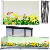 Balkonscherm met vlindermotief, 5 m, uv- en weerbestendig en sneldrogend, kunststof, 85 x 500 cm, meerkleurig