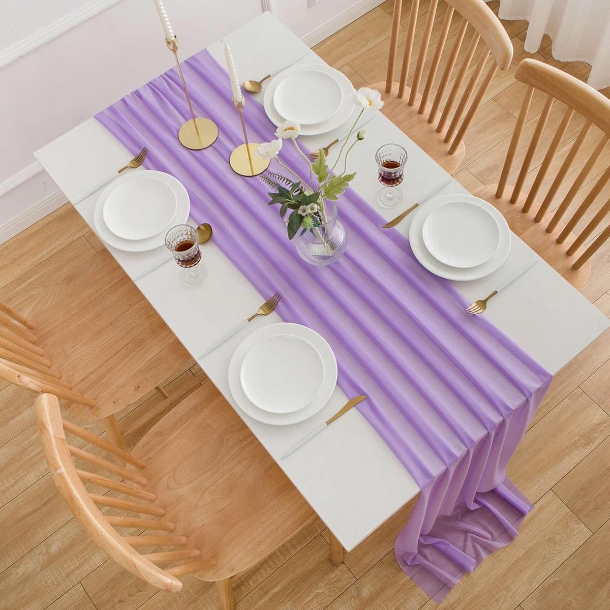 Tafelloper chiffon lila tafelloper lila 300cm x 70cm tafelloper tule wasbaar