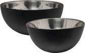 Svenska Living Voedsel serveer schalen set - 2x stuks - metallic zwart - RVS - Dia 19/23 cm - keuken