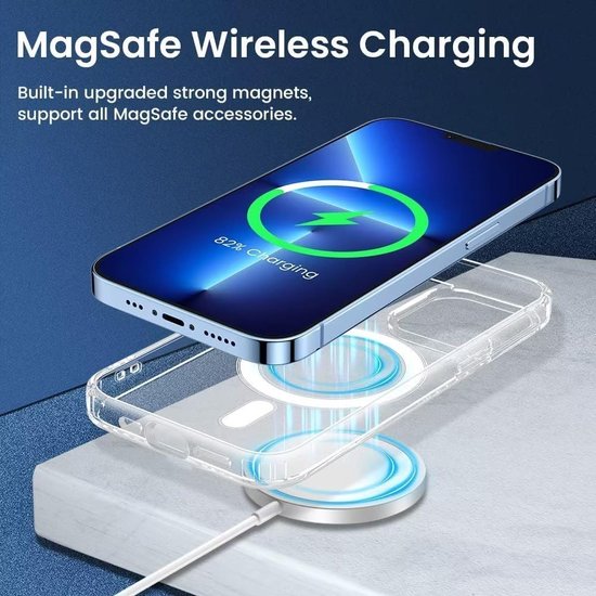 Coque arrière adaptée pour : iPhone 15 Pro Max - Compatible avec Magsafe - Étui magnétique - Étui Magsafe - Transparent
