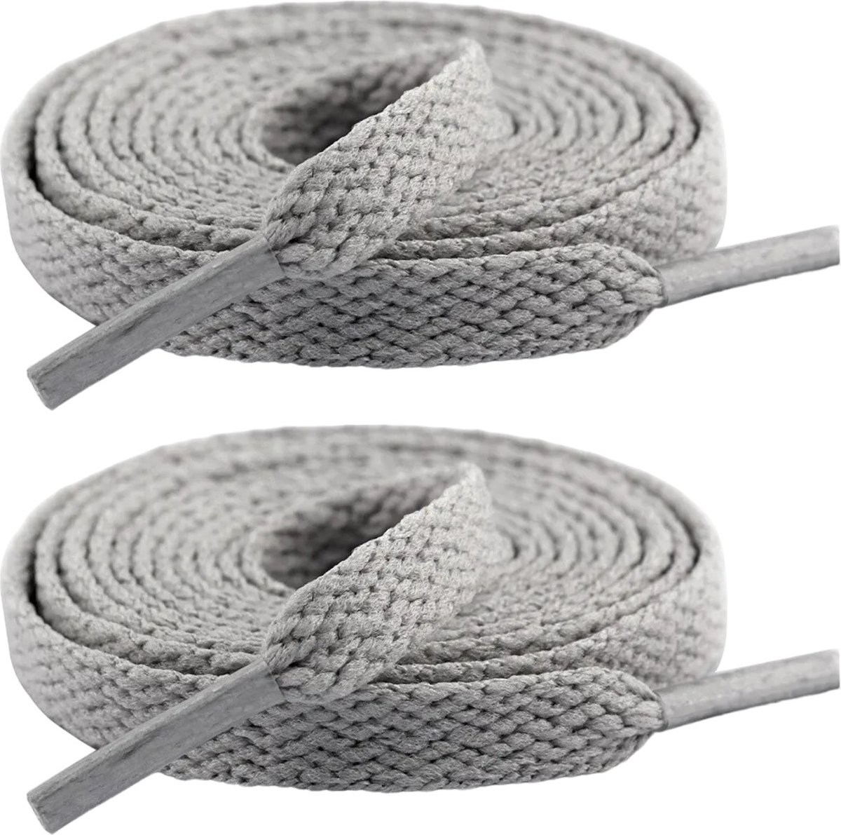 Fako Fashion - Schoenveters - Veters - Plat - 8mm - 120cm - 1 Paar - 2 Stuks - Grijs