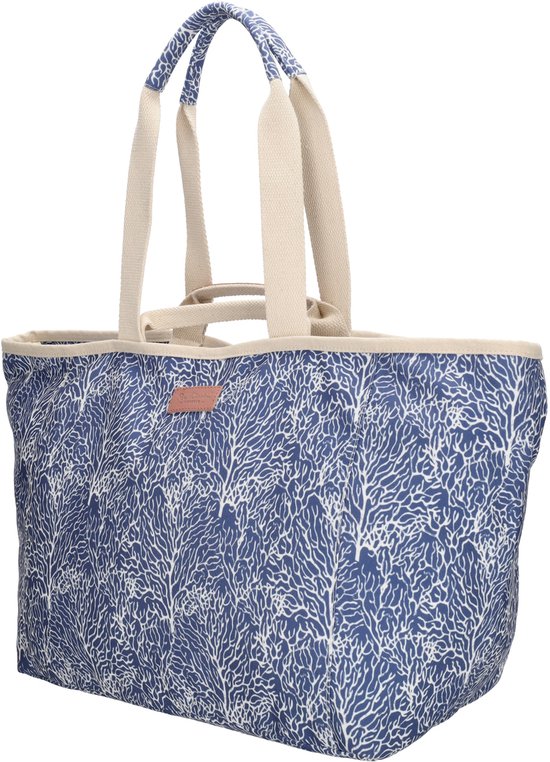 PE Florence Richelle Strandtas XL - Ritssluiting - Schoudertas - Ritsvak - Shopper - Zomertas - Blauw
