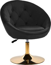 Draaistoel LUX zwart fluweel - salonstoel - decor - visagie stoel - kapper stoel - fluweel - gouden stoel - bureaustoel