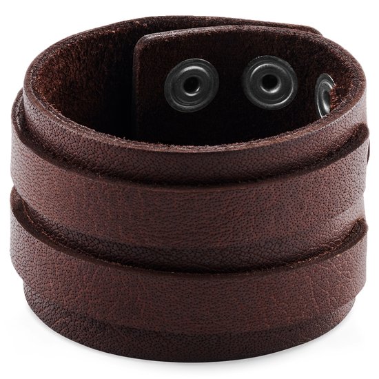 Gladius | Bracelet en cuir de buffle pleine fleur marron massif