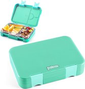 Broodtrommel voor kinderen, met 6 vakken, lunchbox, bento box, lekvrij, snackbox voor kleuterschool en school, meisjes en jongens, snackbox (turquoise)