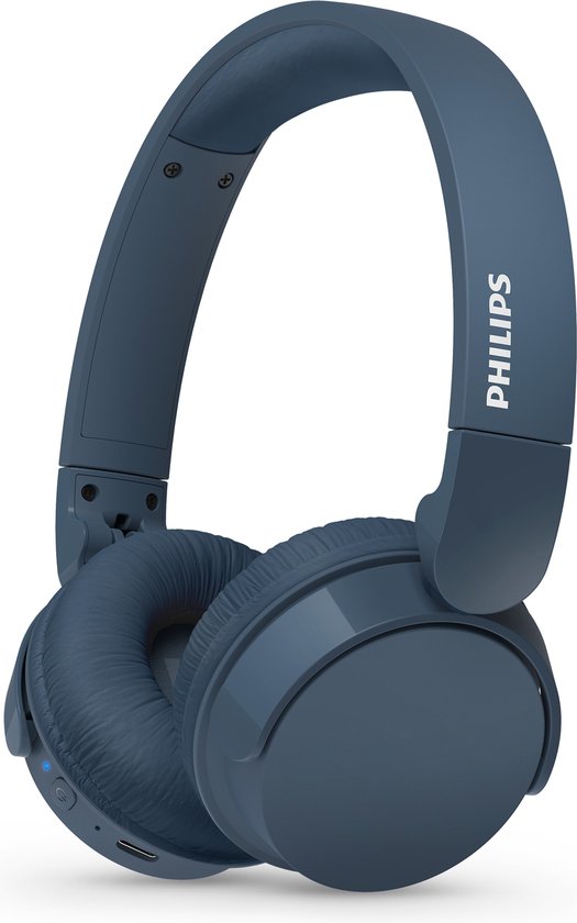 Philips Sound TAH4209 Lichtgewicht On Ear draadloze Bluetooth Headphones met Passive Noise Isolation – multipoint connectie – 55 uur afspeeltijd, natuurlijk geluid, heldere gesprekken, dynamische bass, 2 uur USB-laden – Denim Blauw