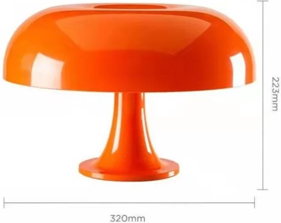 Blonkies Store - Lamp - Designer Paddenstoel Tafellamp Slaapkamer Met Oranje Licht - Nachtlampje Stopcontact - 32x22cm -Orangje