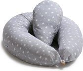 Zwangerschapskussen met Mini Kussen voor borstvoeding en slapen - Grijs met Witte Sterren Pregnancy pillow