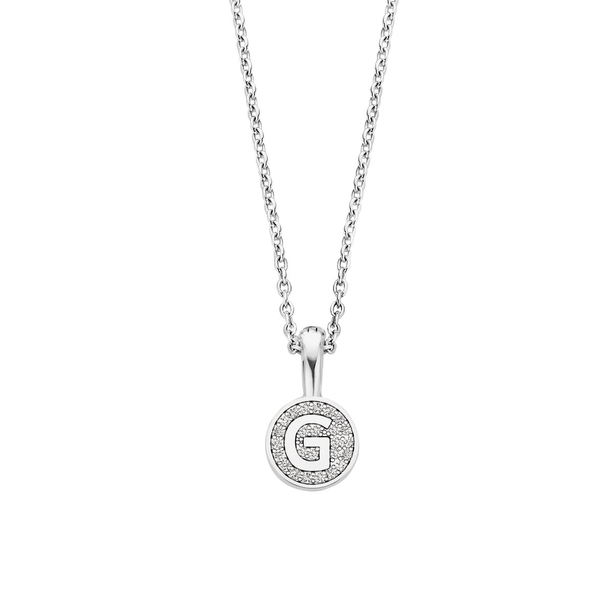 TI SENTO Dames Ketting - 925 zilver - Wit (Letter) - Maat 42 - 3858LG