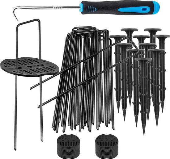 ValueHall Tuinharingen 100 x 6'' U-vormige Tuin Haringe Grondankers voor Worteldoek Grondpennen voor Landschapsarchitectuur Bodembedekkende Onkruidbarrière V7F02