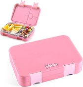Broodtrommel voor kinderen, met 6 vakken, lunchbox, bento box, lekvrij, snackbox voor kleuterschool en school, meisjes en jongens, snackbox (roze)