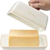 Navaris botervloot met deksel - Van keramiek - 20,5 x 12,5 x 9,5 cm - Vaatwasmachine- en magnetronbestendige boterschaal