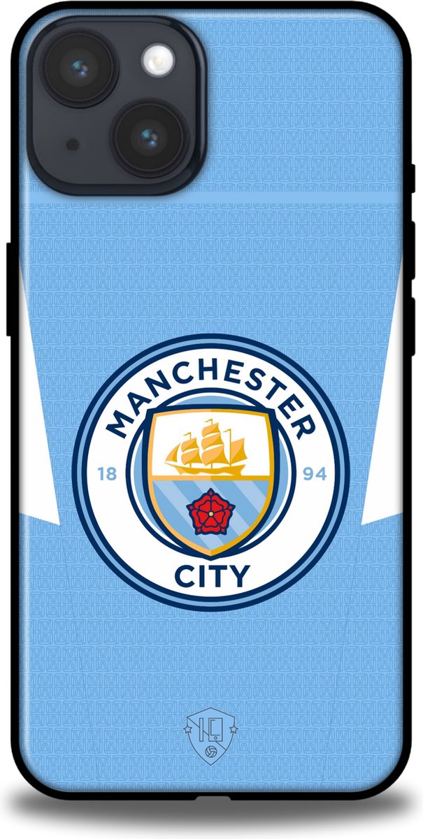 Manchester City clublogo hoesje Apple iPhone 14 Backcover softcase Lichtblauw