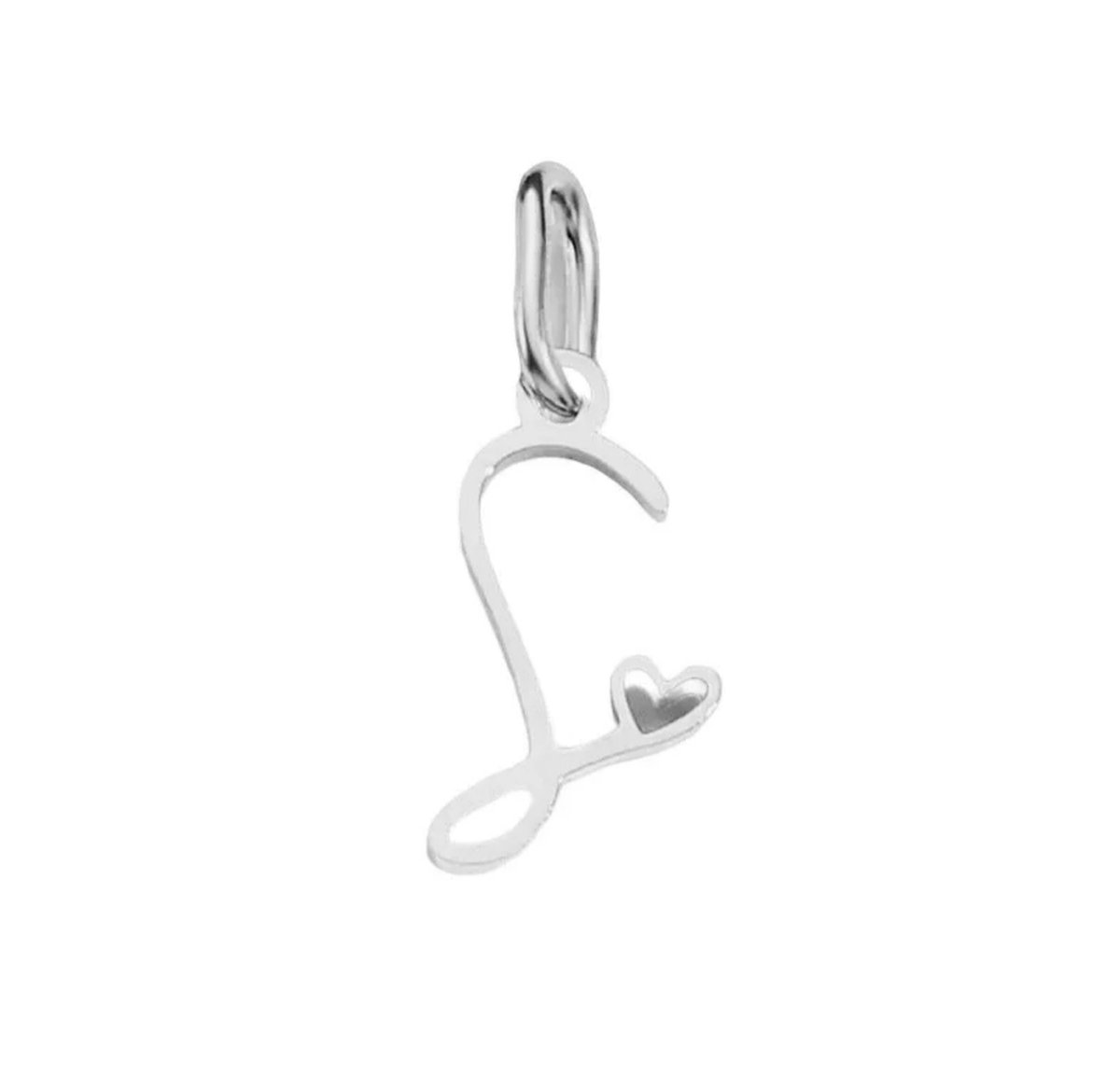 Ketting en hanger - letter - S - zilver kleur - charm- stainless steel - verkleurt niet - hypo allergeen - perfect cadeau - liefde - hartje