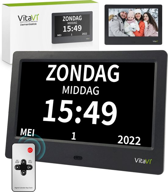 VitaVi Digitale Dementieklok – Dementieklok Digitaal – Dementie Klok Analoog...