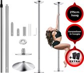 Venom Sports® DANCE POLE – Verstelbare danspaal – Dance Pole – 275 cm hoog – 2 standen – Silicone pad – Zilver