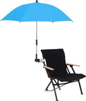 32 Inch Strandstoelparaplu met Klem - Waterdicht en UV-bescherming - Verstelbaar voor Strandstoel, Kinderwagen, Rolstoel - Blauw beach sling chair
