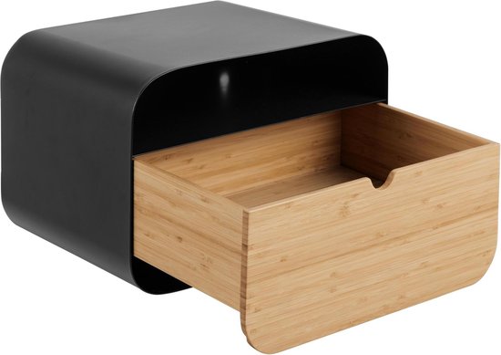Sohome Zwevend Nachtkastje Myles Bamboe en staal - Zwart