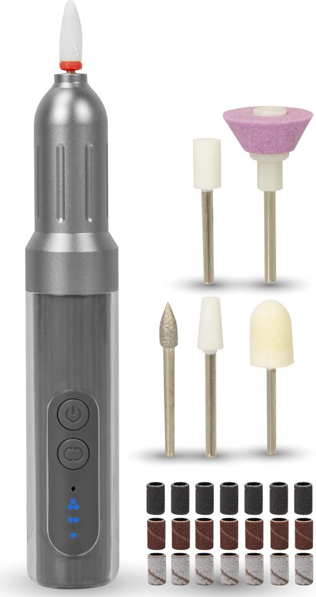 Nuvance - Elektrische Nagelvijl - 18000RPM - Nagelfrees - 6 Opzetstukken en 90 Schuurrolletjes - Manicure en Pedicure Set - Draadloos en USB Oplaadbaar