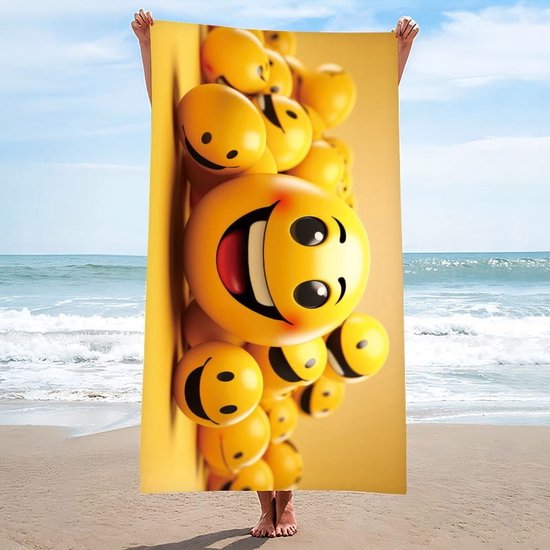 Strandlaken Emoji - microvezel - 100x180 cm
