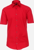 VENTI modern fit overhemd - korte mouw - popeline - rood - Strijkvriendelijk - Boordmaat: 39