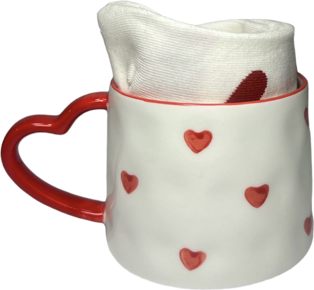 Hartjes Mok met Hartjes Sokken - Moederdag cadeautje - Valentijn - Cadeau - Pakket - Geschenkset